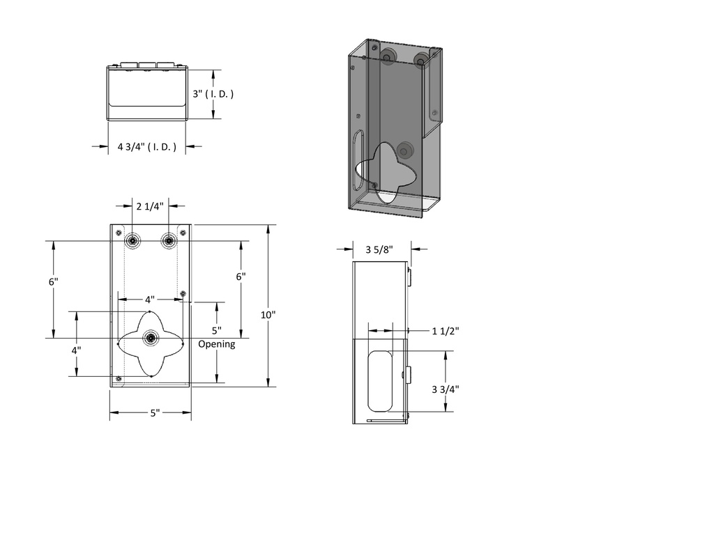 Vertical Two-Bin Small Clear Kimwipe Dispenser, Magnet Mount