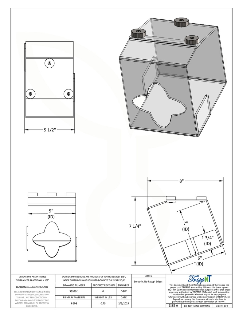 Undermount Two-Bin Large Clear Kimwipe Dispenser, Magnet Mount