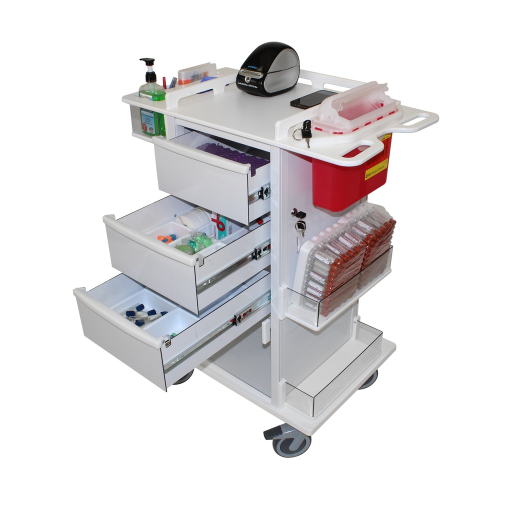 Medical Phlebotomy Pro Cart,  32 3/8" Width X 43 1/8" Height X 20 1/4" Depth