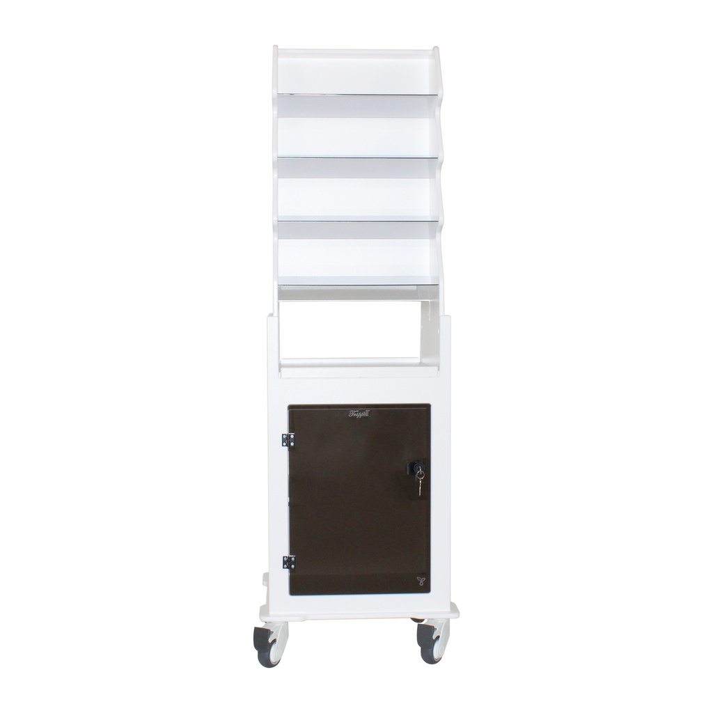 Tall Narrow Suture Medical Cart with Smoked Lockable Door