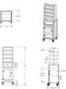 Tall Narrow Suture Medical Cart with Smoked Lockable Door