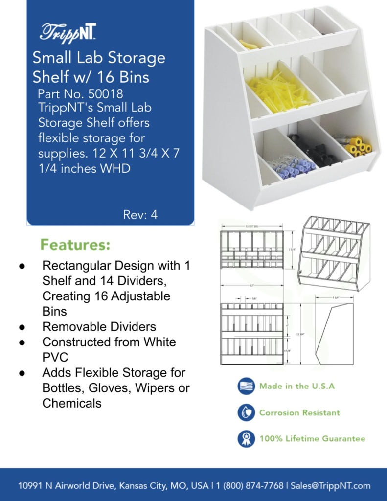 S Lab Storage Shelf w/ 16 Bins