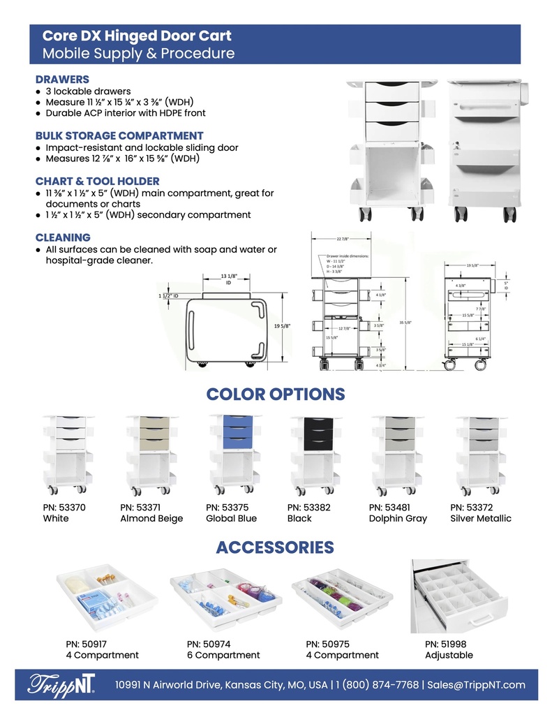 Core DX Cart with Sliding Door, Global Blue