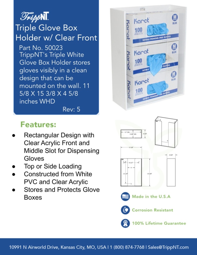 Triple Glove Box Holder with Clear Front