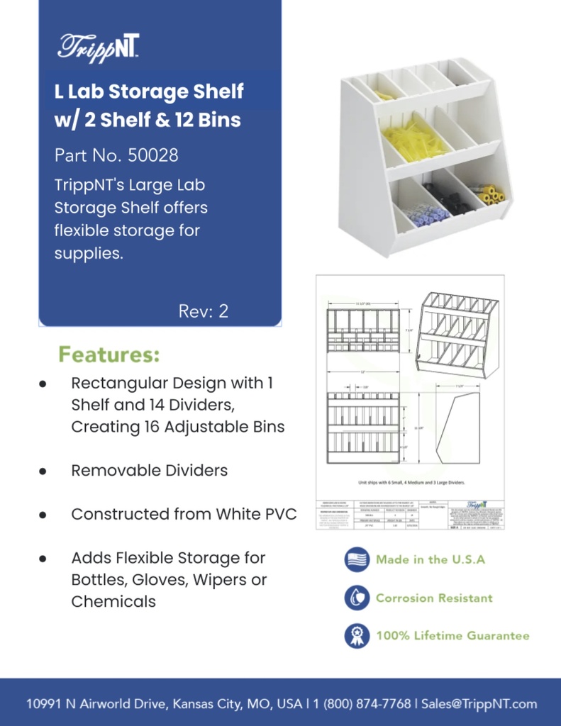 Large Lab Storage Shelf w/ 2 Shelf & 12 Bins