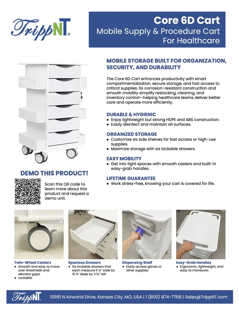 Core 6D Cart with Global Blue Drawers