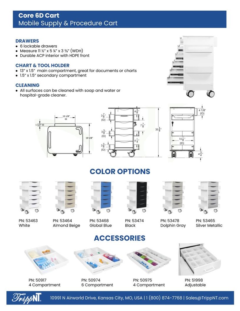 Core 6D Cart with White Drawers