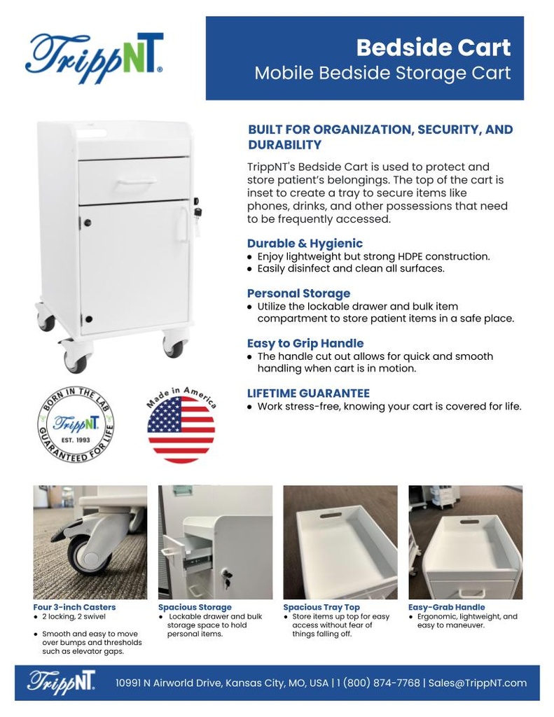 Bedside Cart, Black Sales Sheet Front