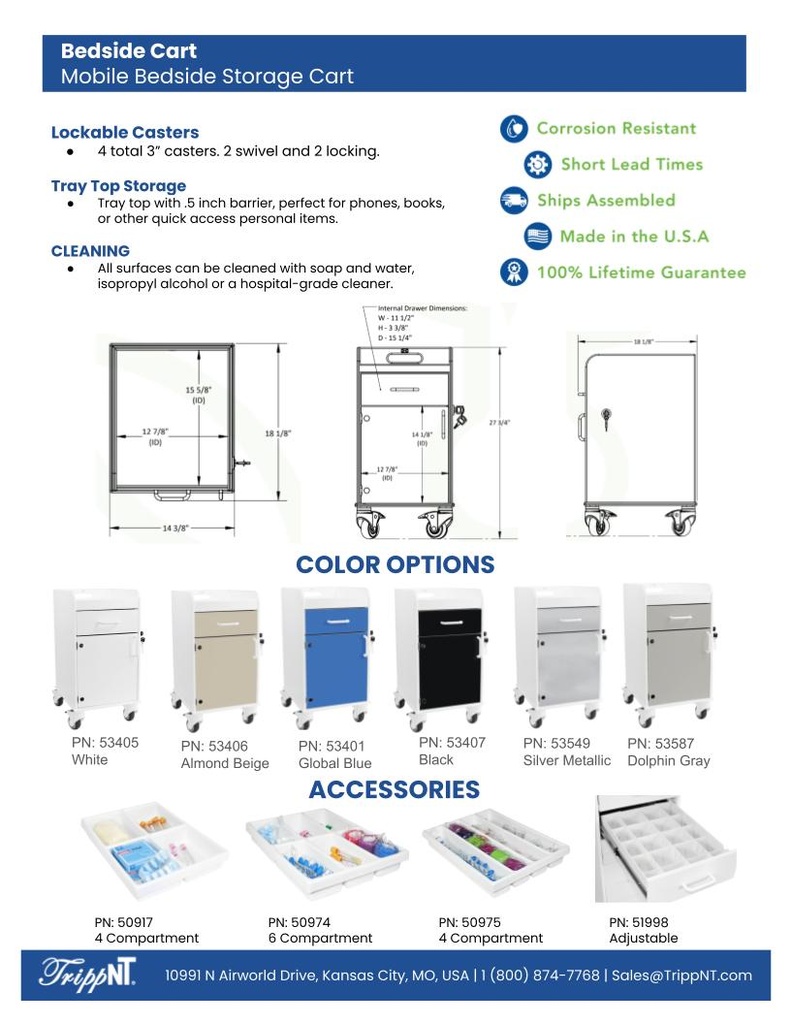 Bedside Cart, Black Sales Sheet Back
