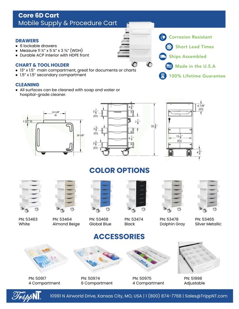 Core 6D Cart with White Drawers