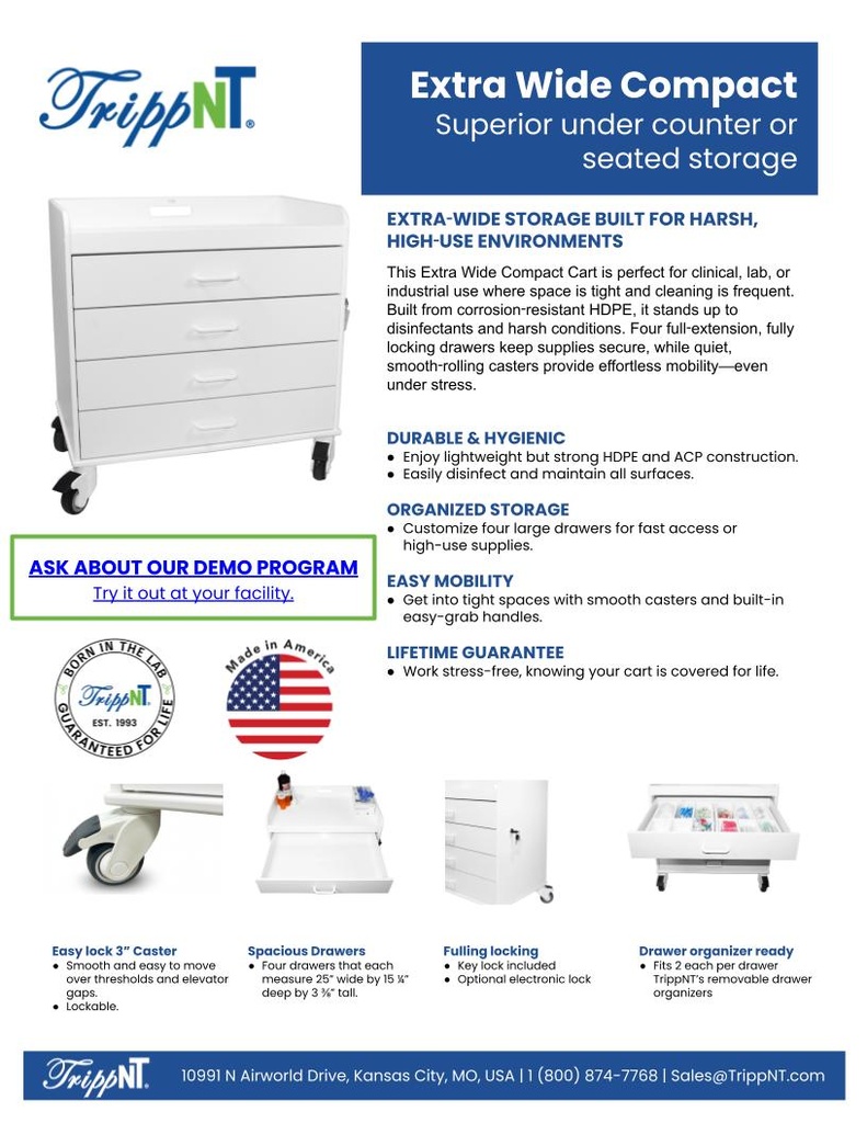 Extra Wide Compact Cart, Global Blue