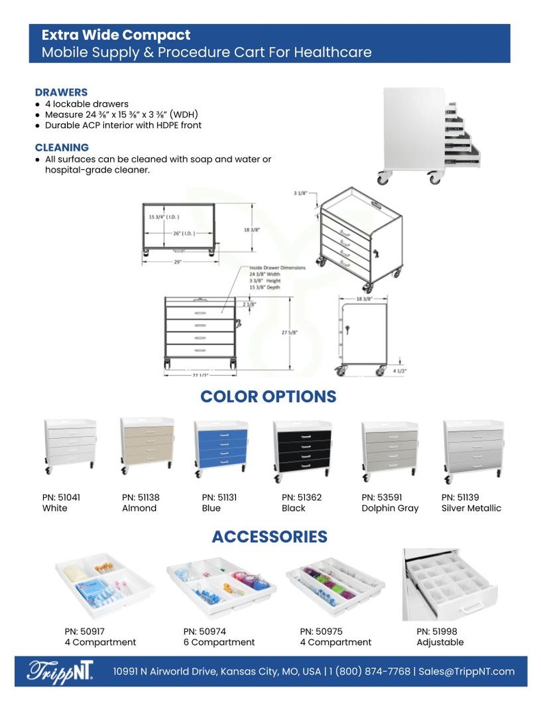 Extra Wide Compact Cart, Dolphin Gray