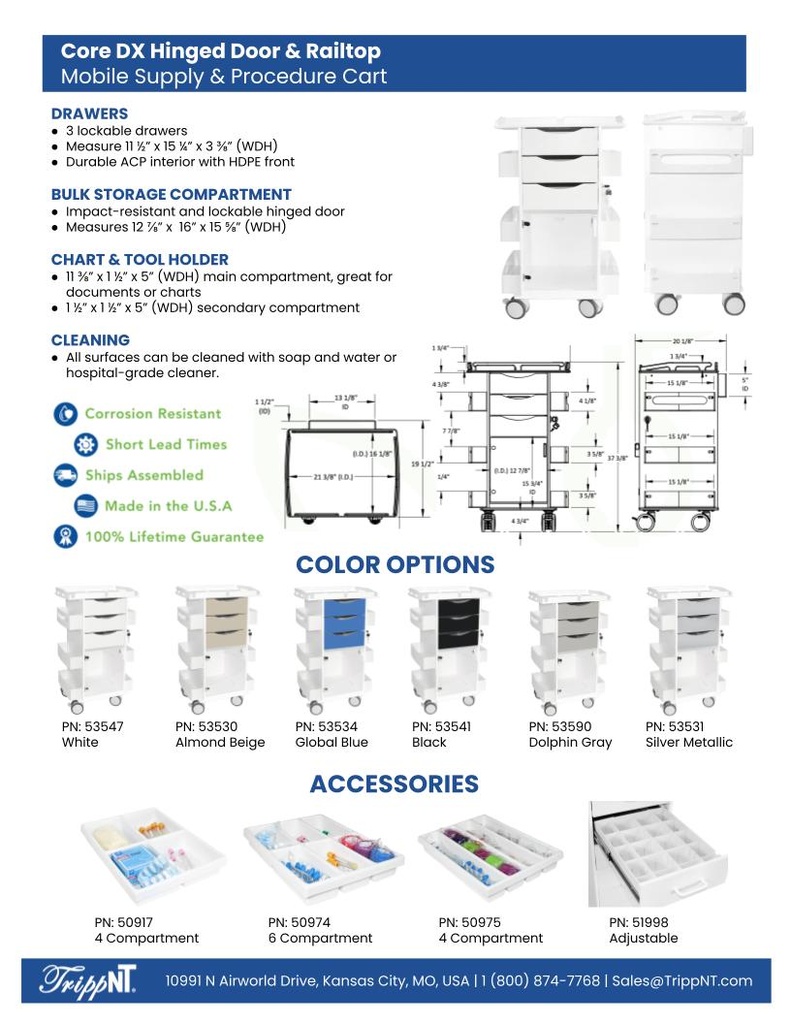Core DX with Hinged Door & Railtop, Global Blue
