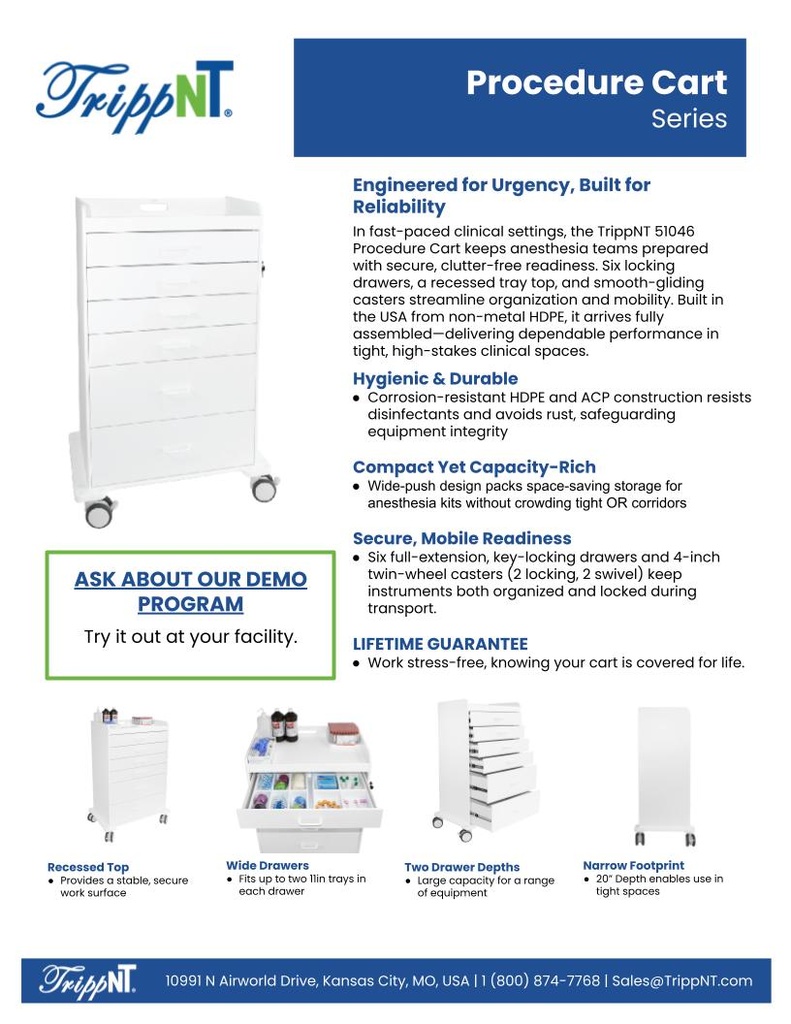 Procedure Cart, Silver Metallic