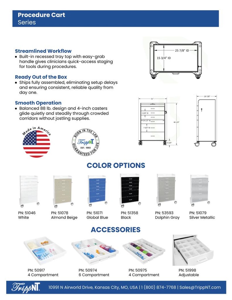 Procedure Cart, Silver Metallic
