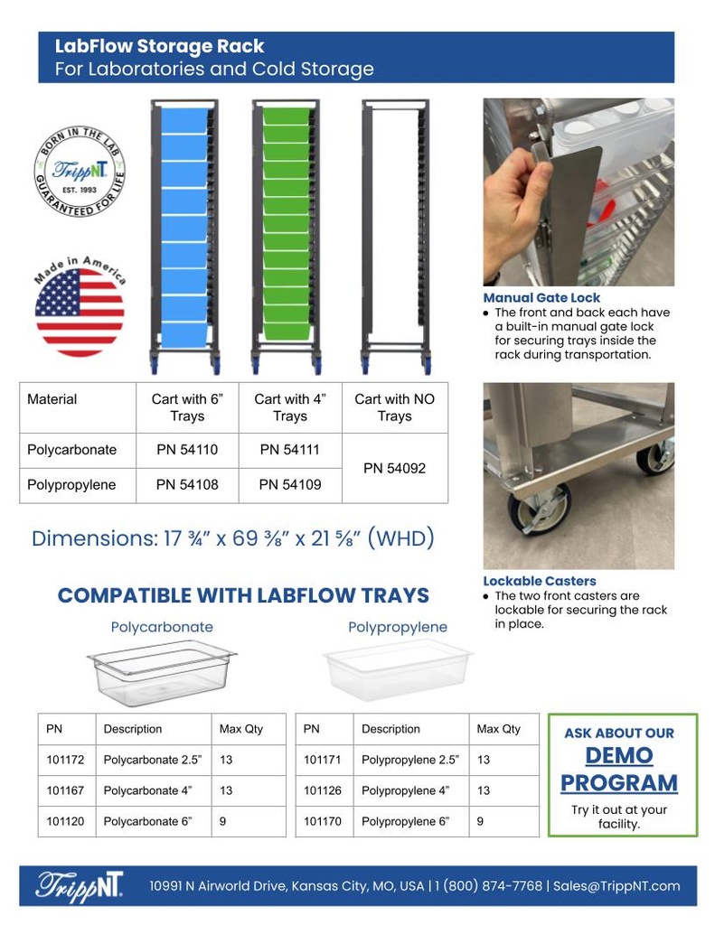 LabFlow Storage Rack with 4" Polypro Trays