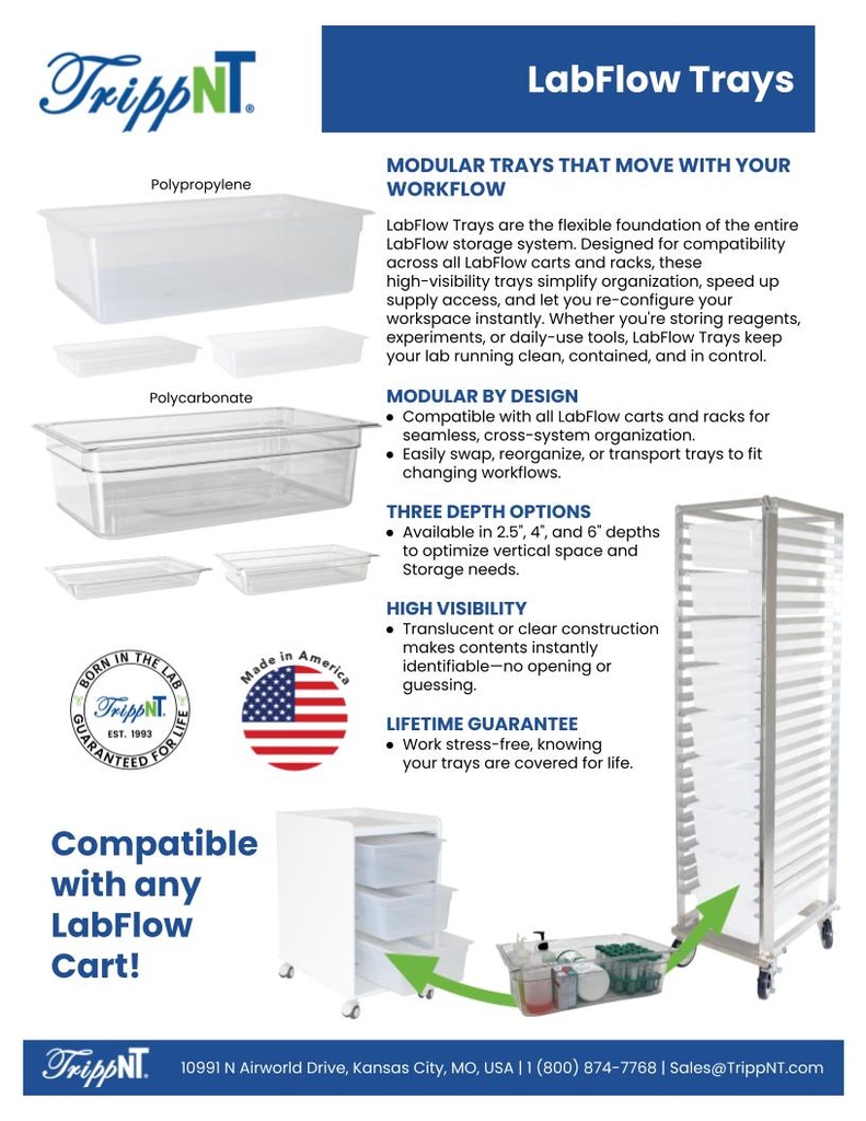 LabFlow Tray Polypropylene 4"