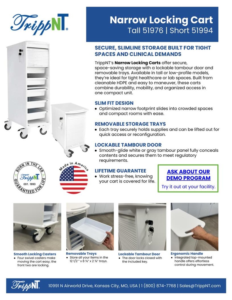 Narrow Locking Cart 6 Shelf