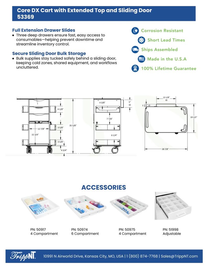 Core DX Extend Top Cart with Sliding Door
