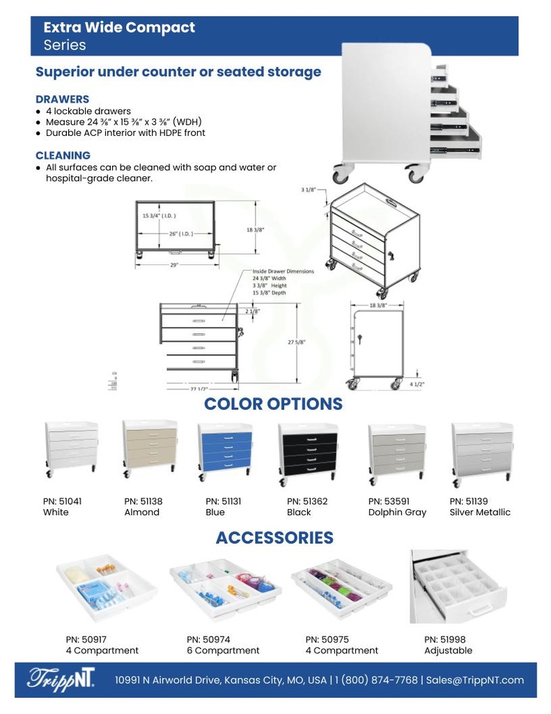 Extra Wide Compact Cart, Dolphin Gray