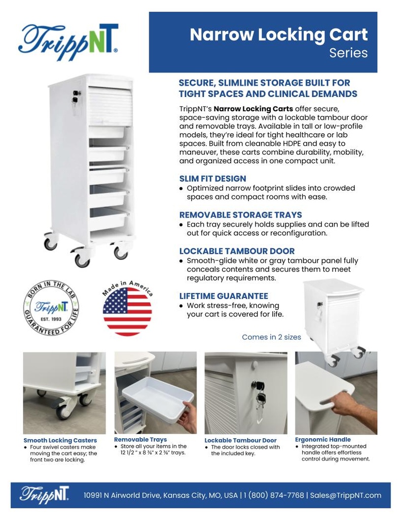 Narrow Locking Cart 6 Shelf