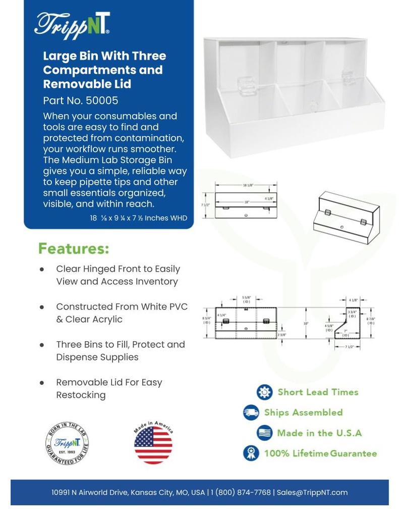 Large Bin w/ 3 Compartments & Lid