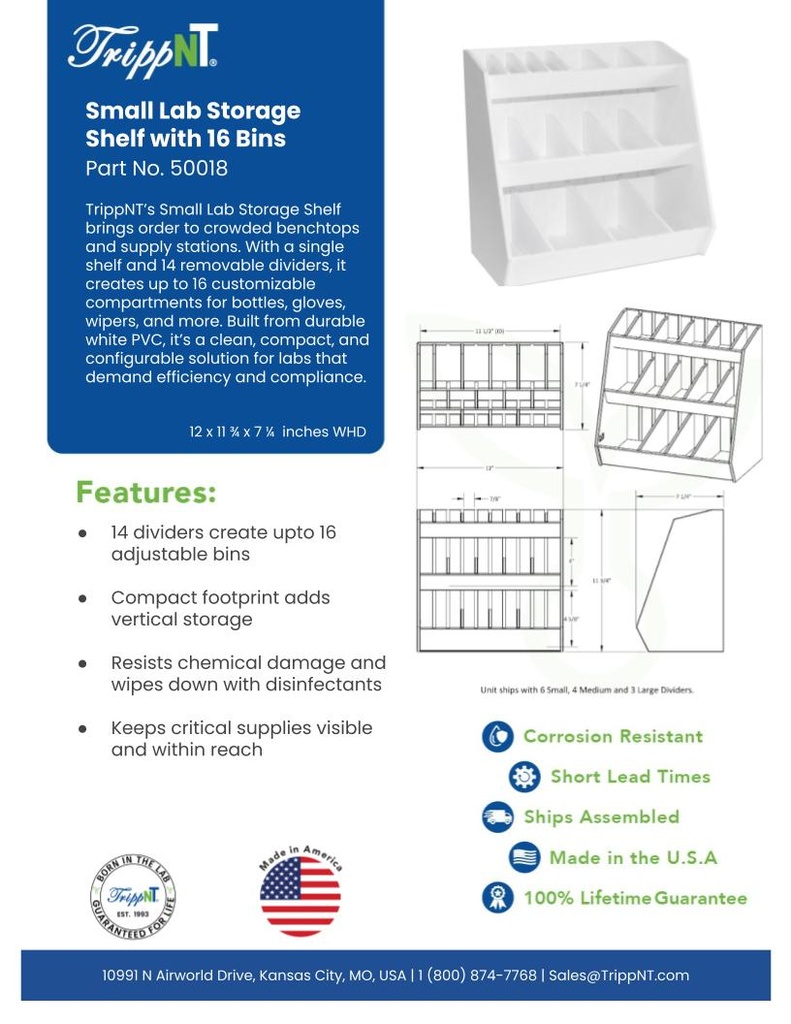 Small Lab Storage Shelf w/ 16 Bins