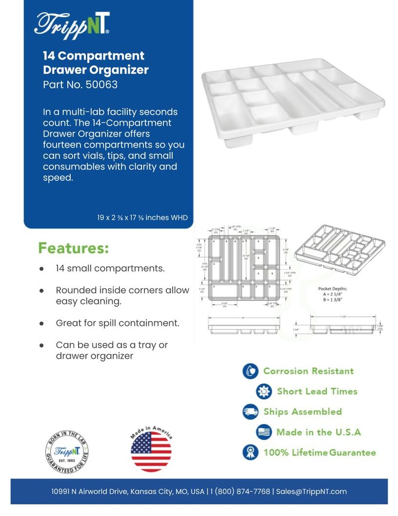 14 Compartment Drawer Organizer