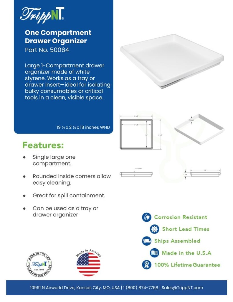 Large 1 Compartment Drawer Organizer