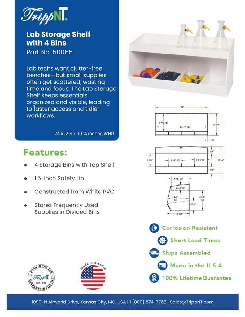 Lab Storage Shelf with 4 Bins