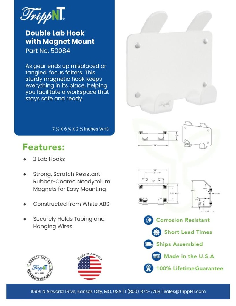 Magnetic Mount Double Lab Hook
