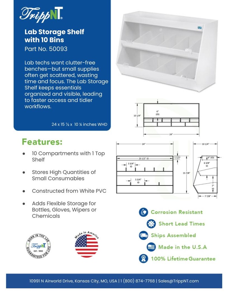Lab Storage Shelf with 10 Bins