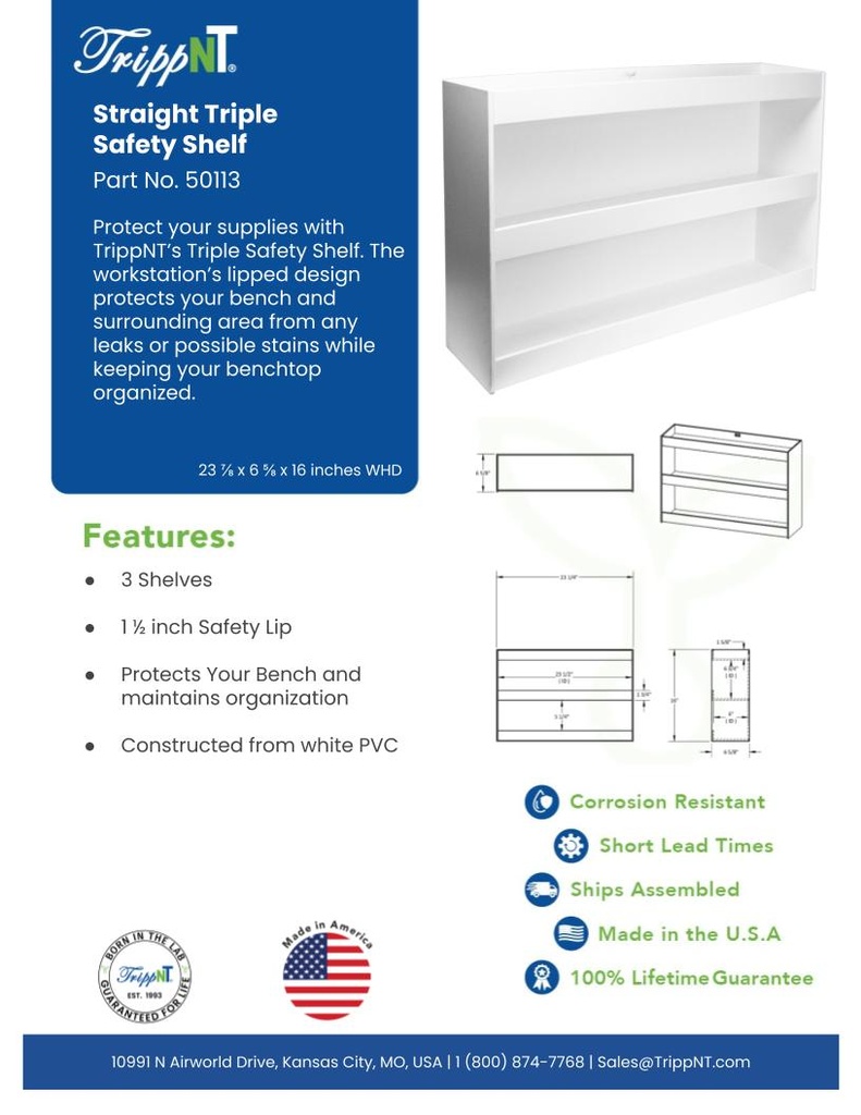 Straight Triple Safety Shelf