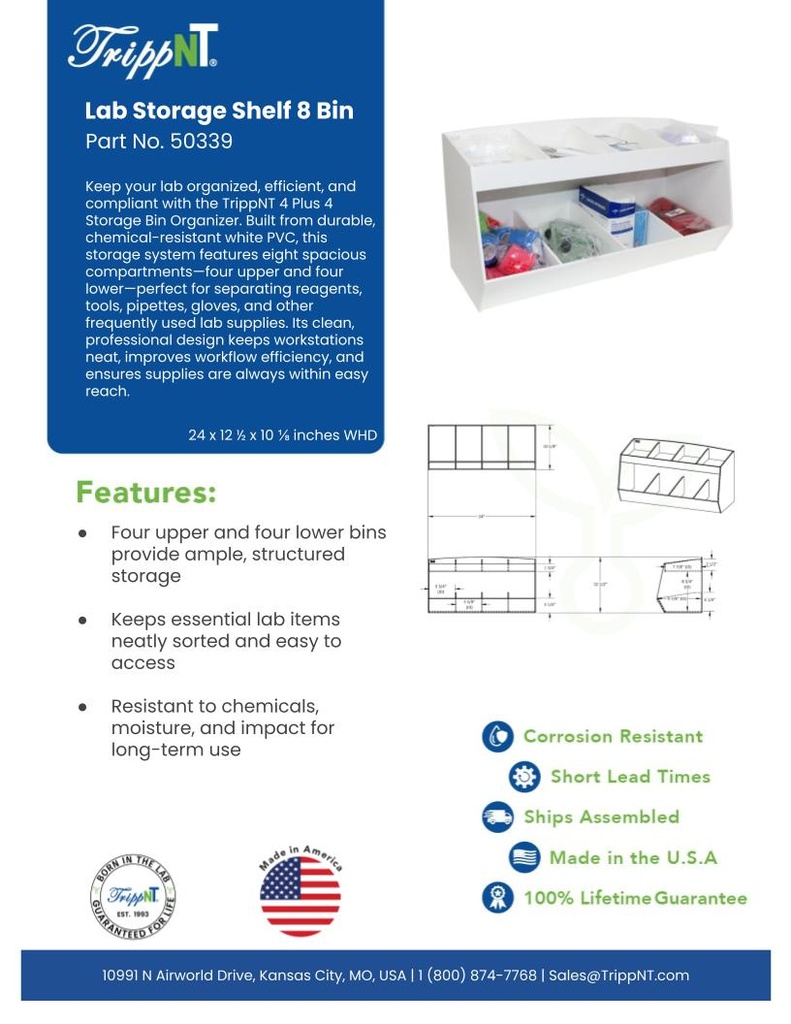 Lab Storage Bin w/ 8 Compartments