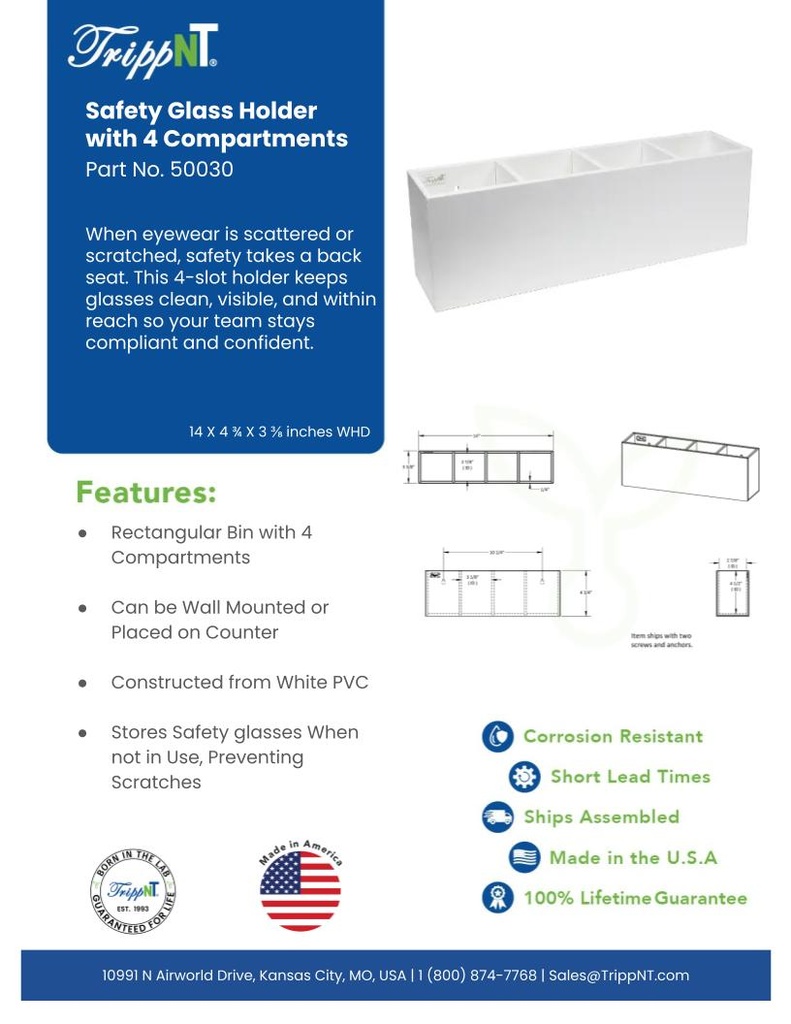 Safety Glass Holder with 4 Compartments
