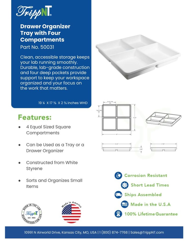 Large 4 Compartment Drawer Organizer