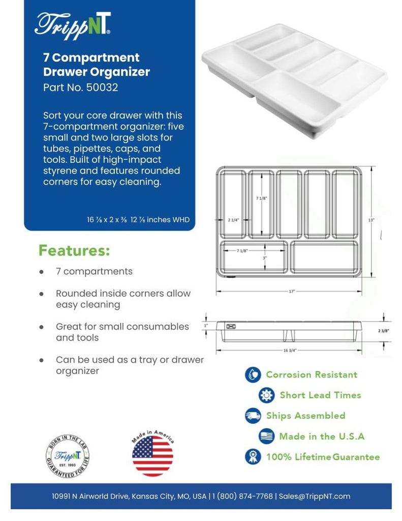 Large 7 Compartment Drawer Organizer