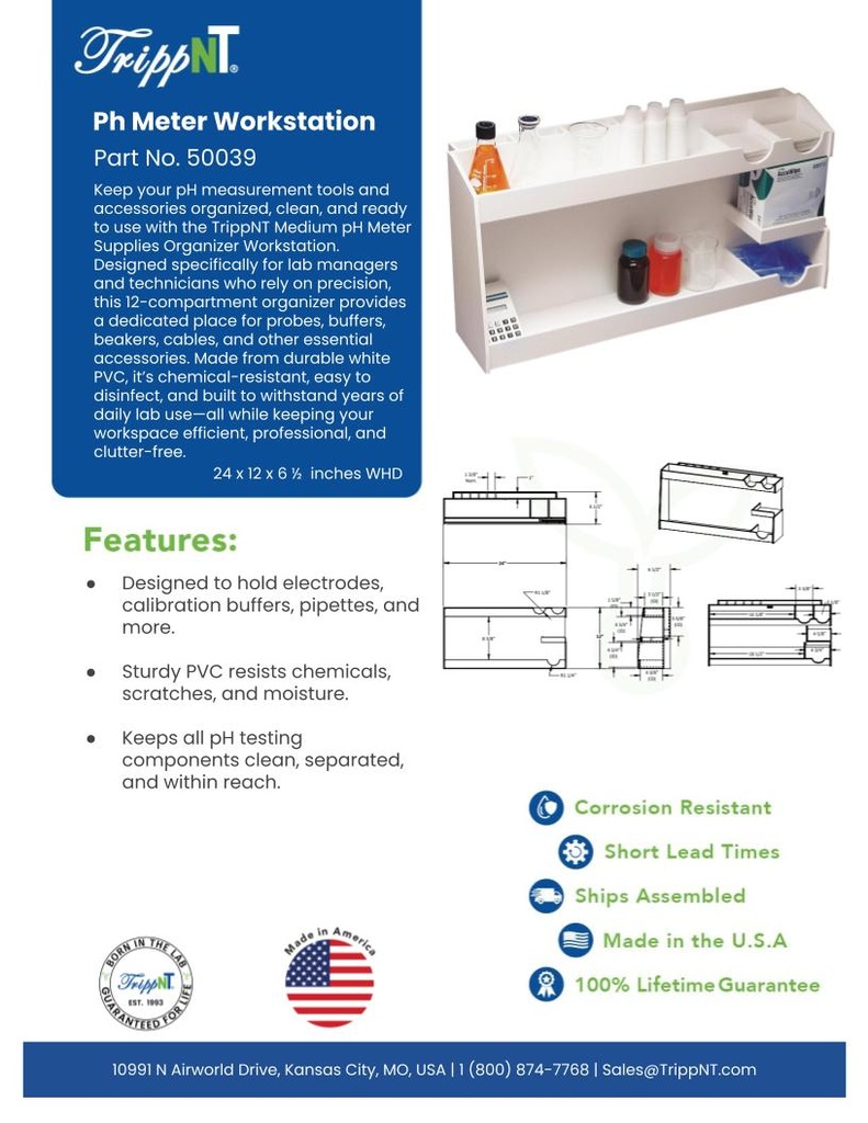 pH Meter Supplies Organizer Workstation