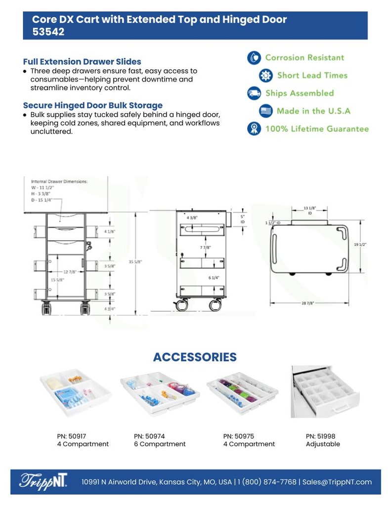 Core DX Extend Top Cart with Hinged Door