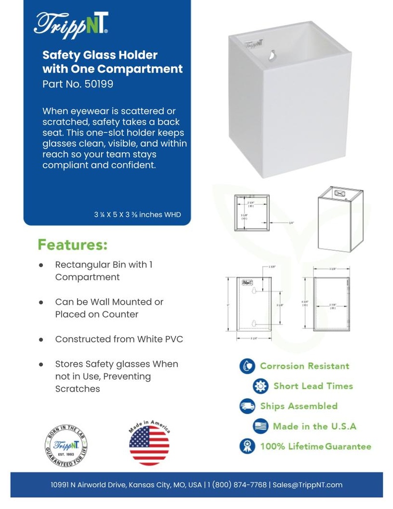 Safety Glass Holder with 1 Compartment