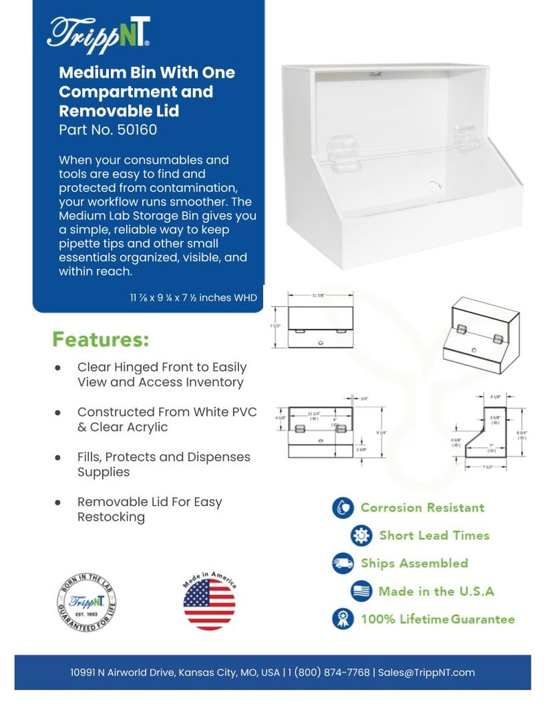 Medium Bin w/ 1 Compartment & Lid