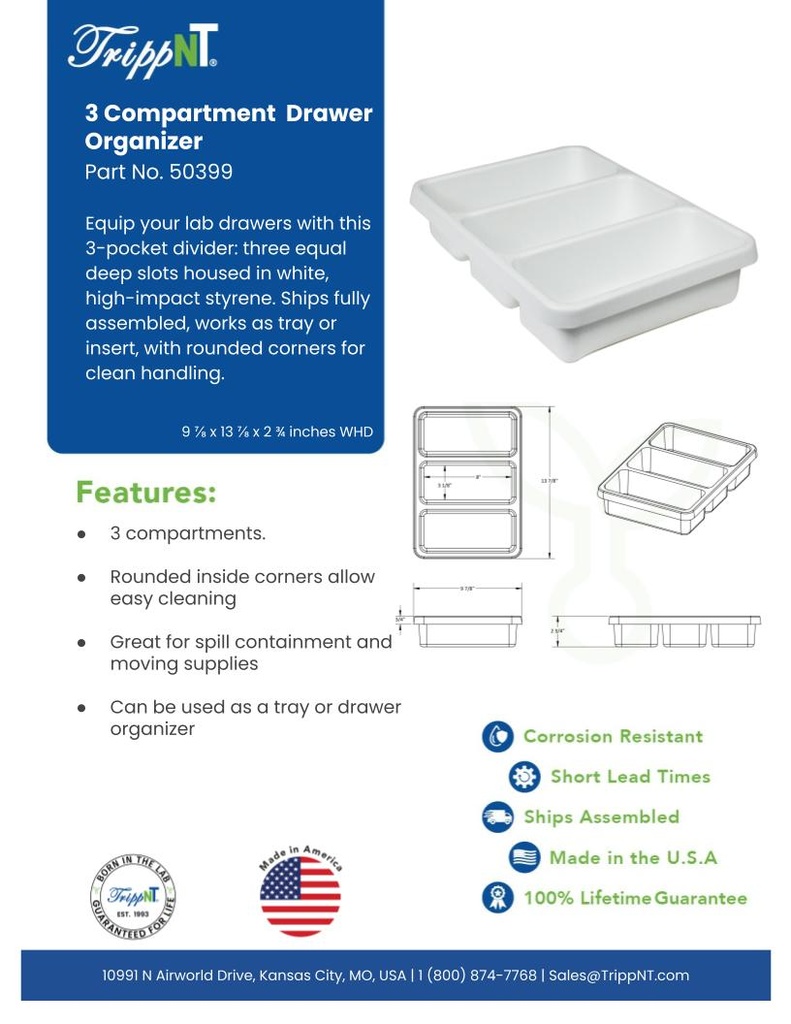 3 Pocket Drawer Organizer