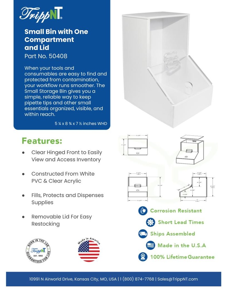 Small Bin w/ 1 Compartment & Lid