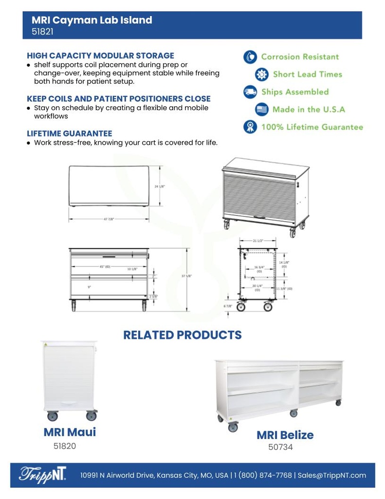 White MRI Cayman Lab Island Cart