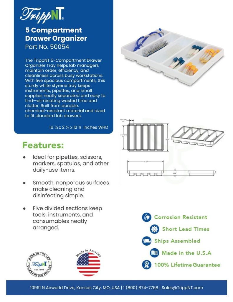 Large 5 Compartment Drawer Organizer