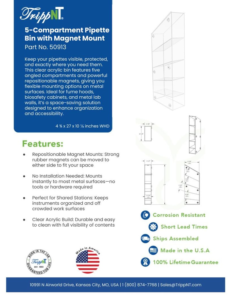 Pipette Bin 5 Compartments with Magnet