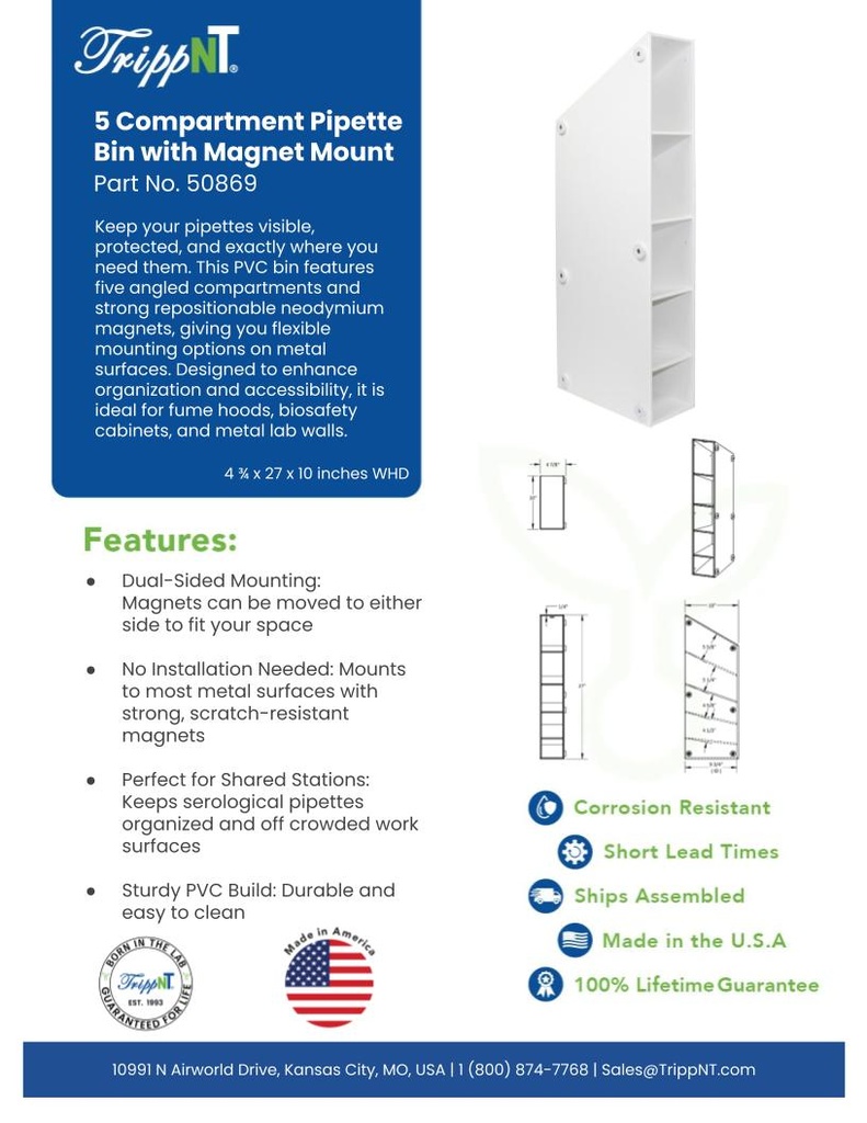 Pipette Bin 5 Compartment w/ Magnet