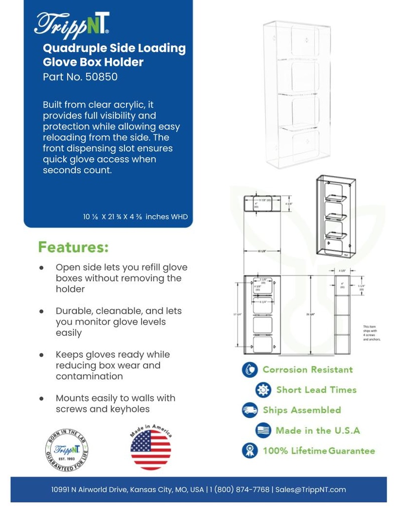 Quadruple Side Loading Glove Box Holder