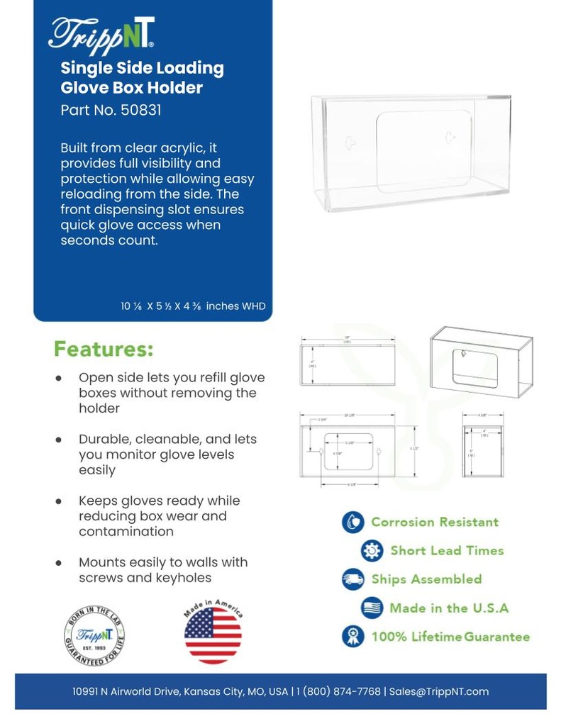 Single Side Loading Glove Box Holder
