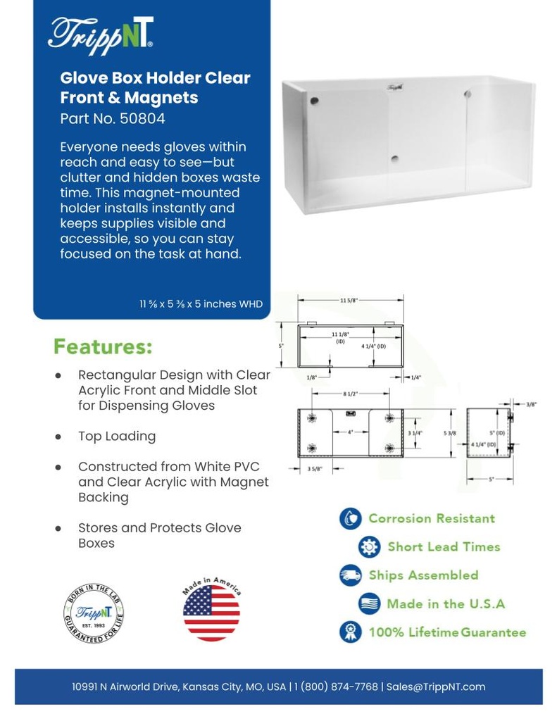 Single Glove Box Holder Clear Front & Magnets